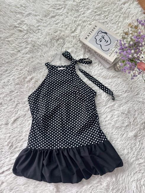 Halter Neck Design Polka Dot Tops
